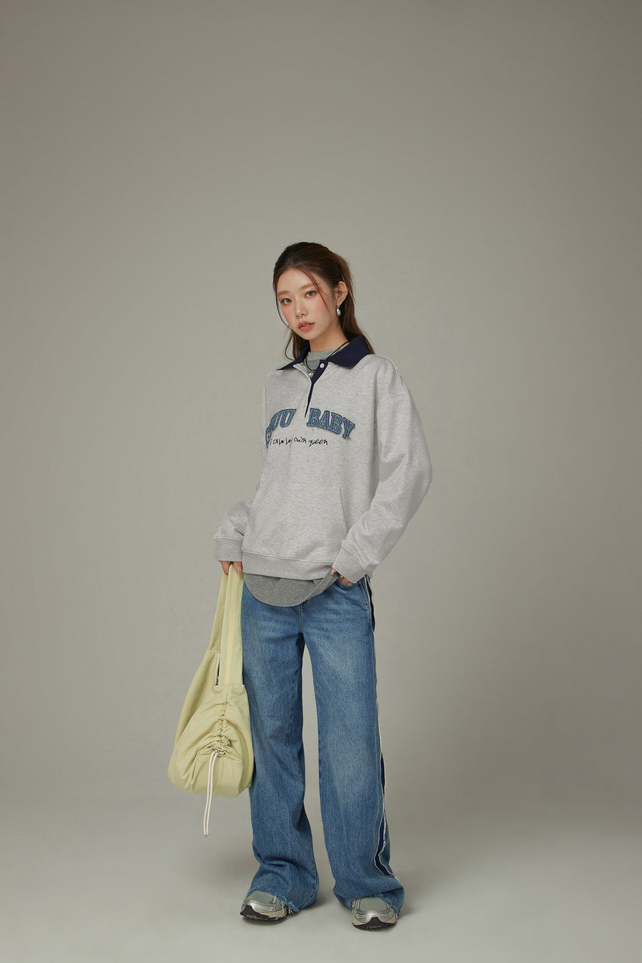 CHUU Polo Neck Boxy Sweatshirt