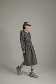 Half Zip-Up Elastic Long Dress