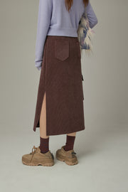 Slit Corduroy Long Skirt