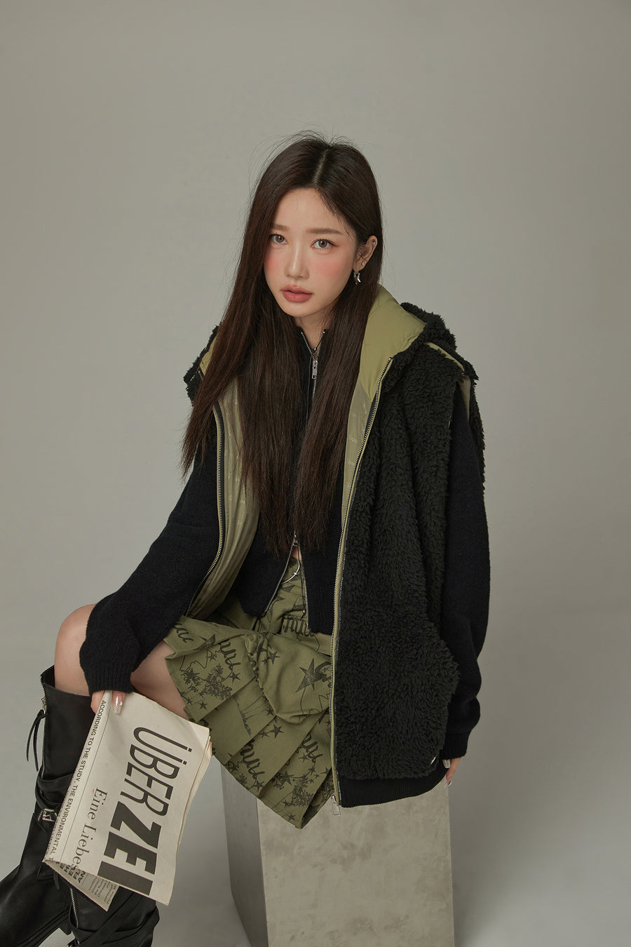 CHUU Fleece Vest Hooded Jacket