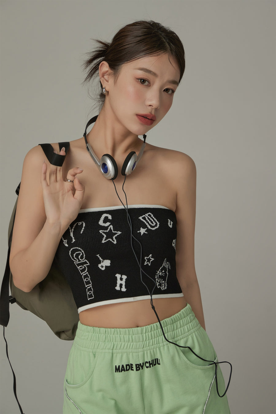 CHUU Chuu Colored Printed Tube Top