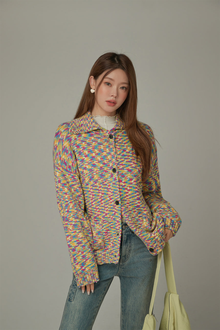 CHUU Size Doesnt Matter Rainbow Check Cardigan