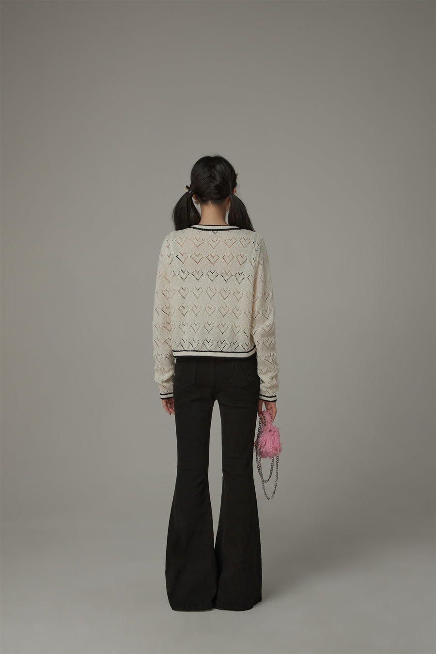 CHUU Dotted Hearts Long Sleeve Knit Cardigan