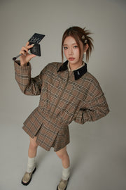 Logo Collar Check Boxy Jacket