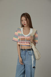 V-Neck Rainbow Stripe Loosefit T-Shirt