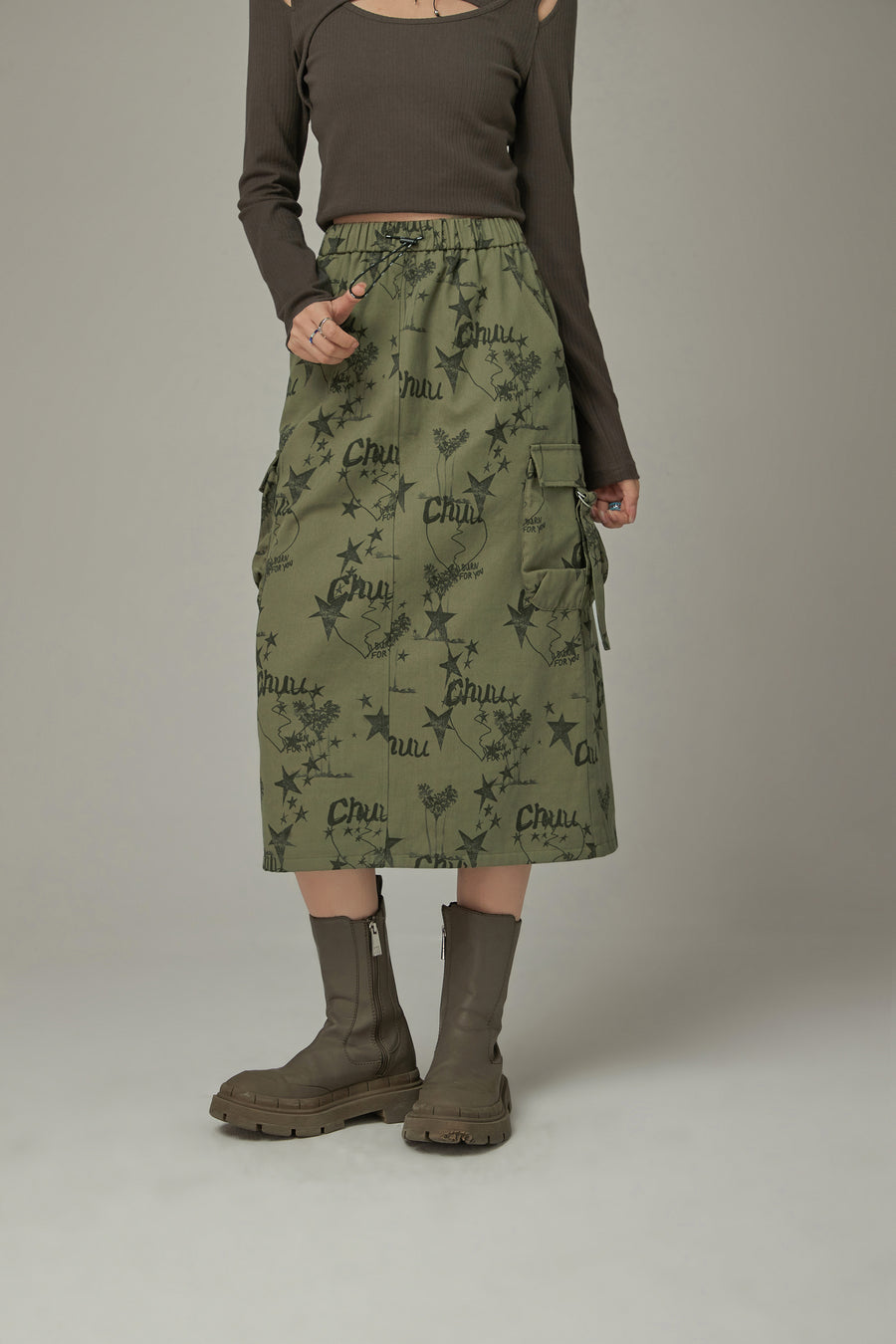 CHUU Icon Pocket Star Long Skirt