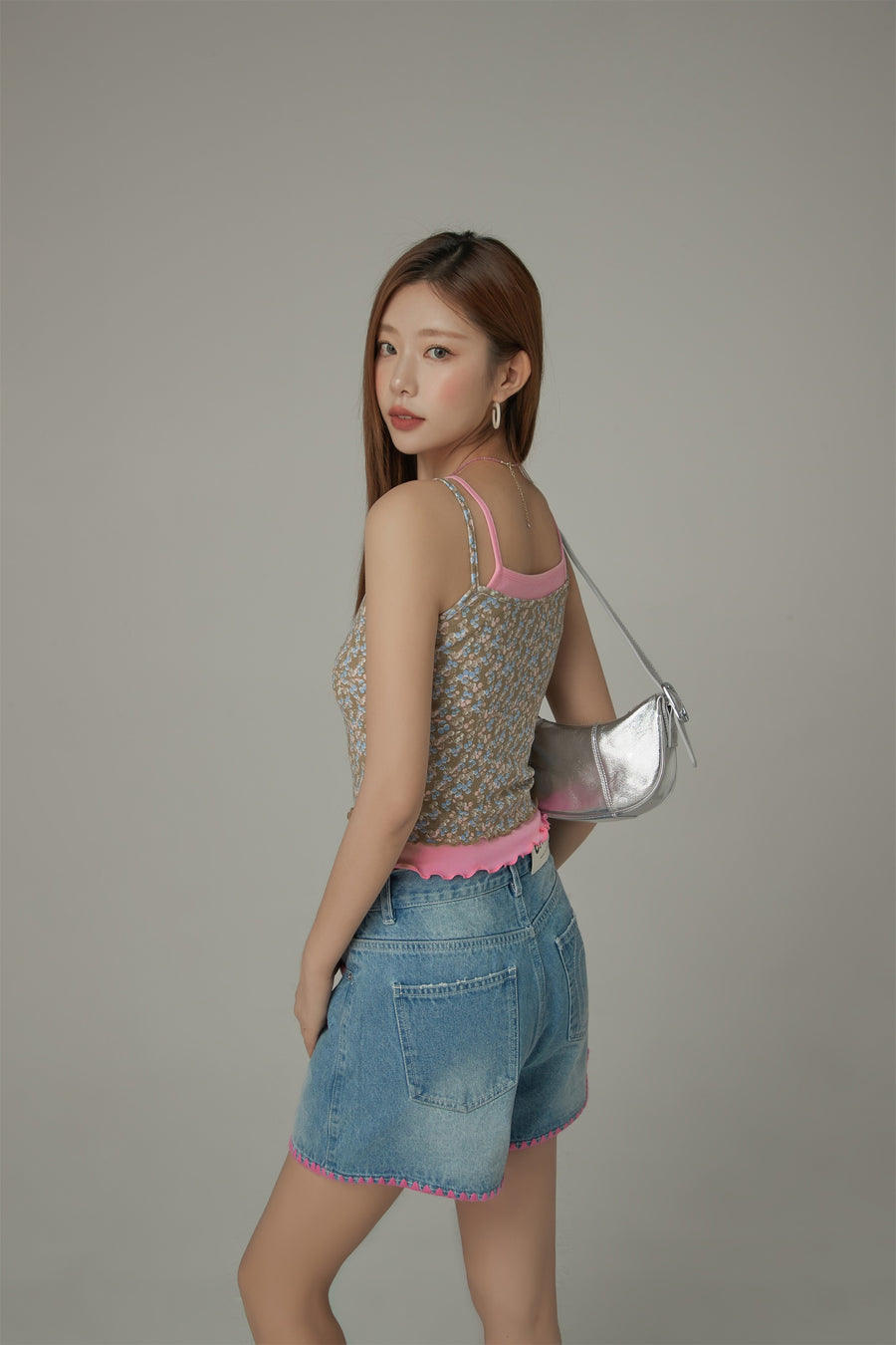 CHUU Cherry Ruffle Sleeveless Strap Top