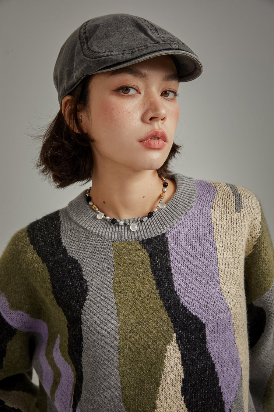 CHUU Color Pattern Loose Fit Knit Sweater