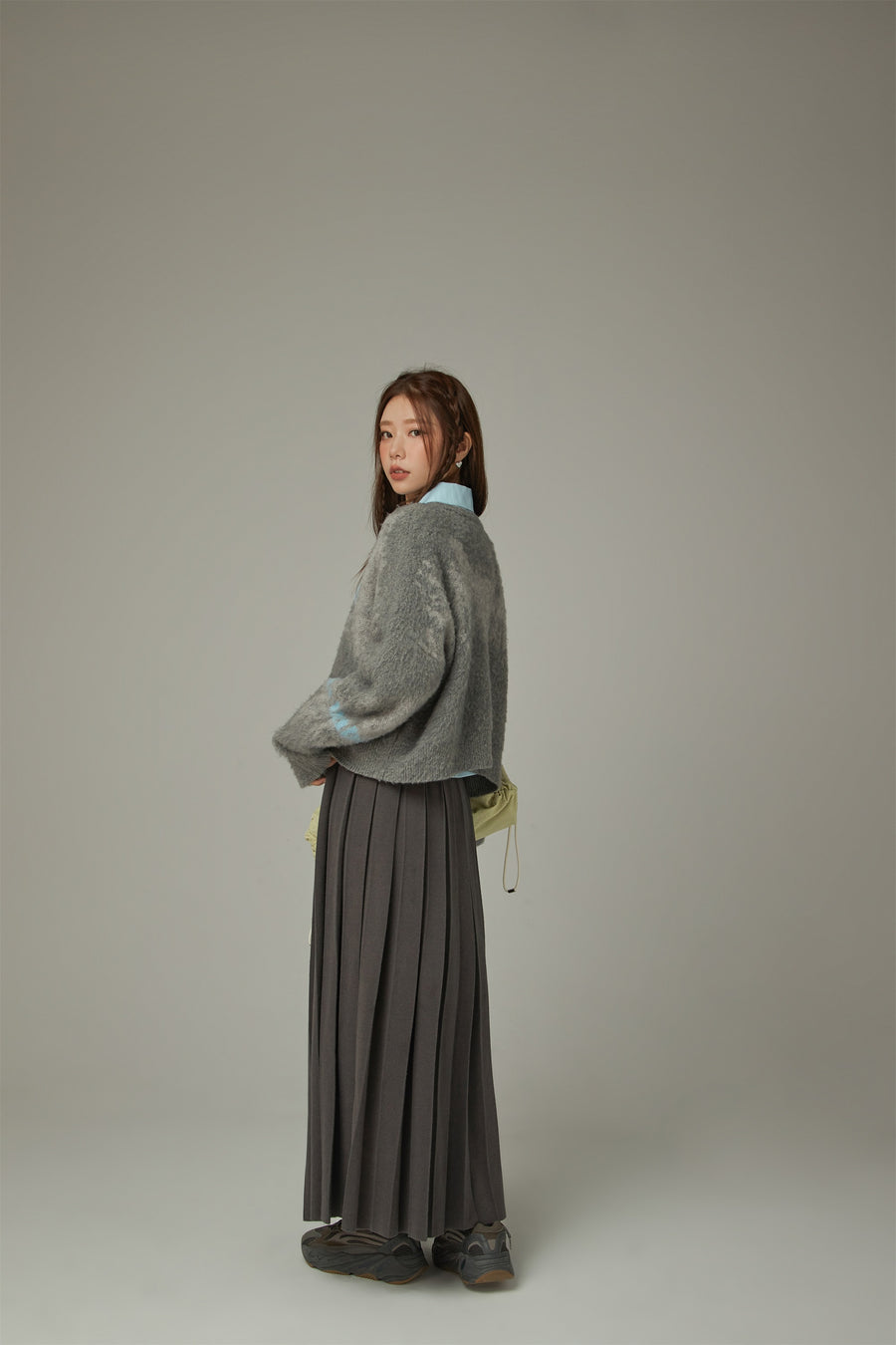 CHUU Color Pleated Long Skirt