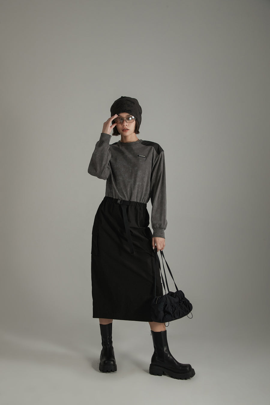 CHUU Contrast Pocket Long Dress