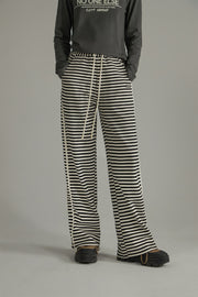 Elastic Waist Stripe Casual Pants