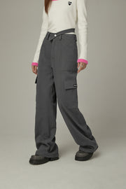 Pocket Side Slit Straight Pants