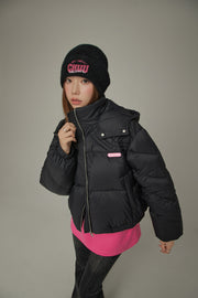 Colored Hooded Simple Padded Jacket