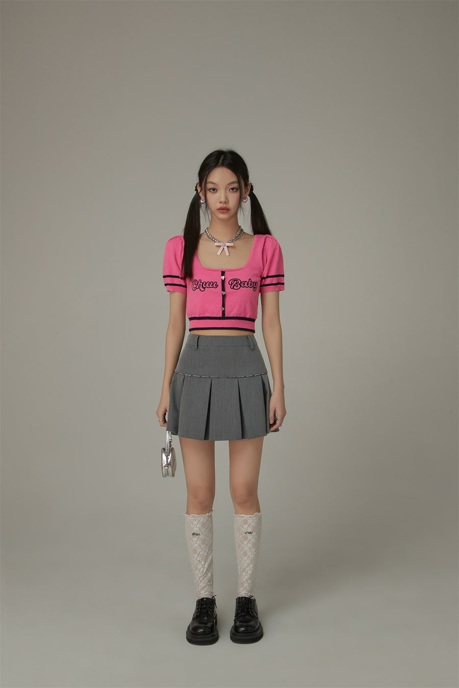 CHUU Daily Belt Loops Pleated Mini Skirt