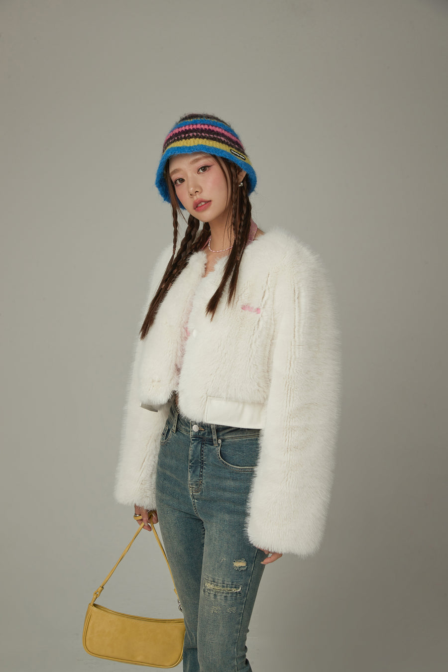 CHUU Faux Fur Crop Jacket