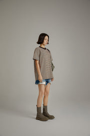 Colorblocked Striped Short Sleeve T-Shirt