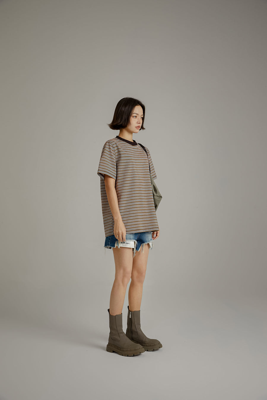 CHUU Colorblocked Striped Short Sleeve T-Shirt