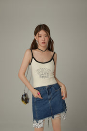 Color Matching Line Sleeveless Top