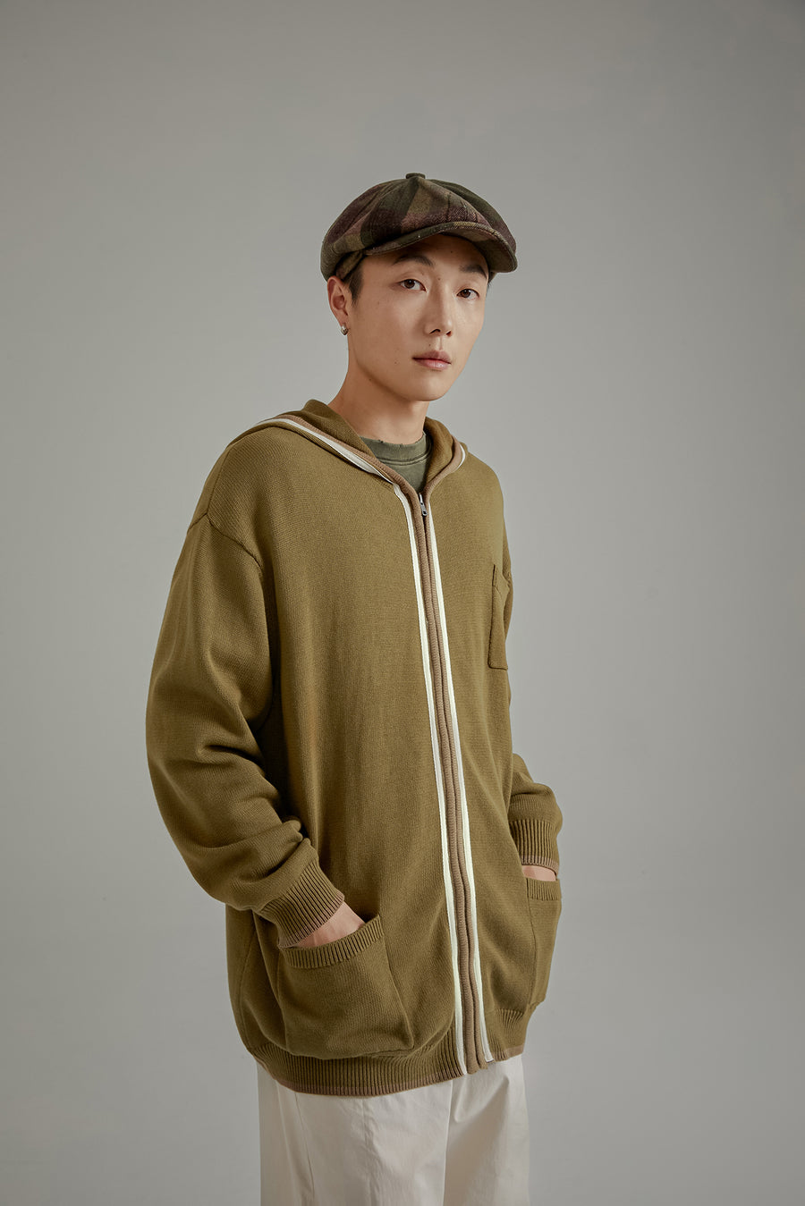 CHUU Basic Hooded Pocket Knit Cardigan