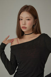 Unbalanced Off The Shoulder Long Sleeve T-Shirt