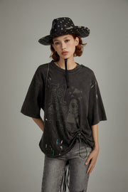 Vintage Drawstring Loose Fit T-Shirt