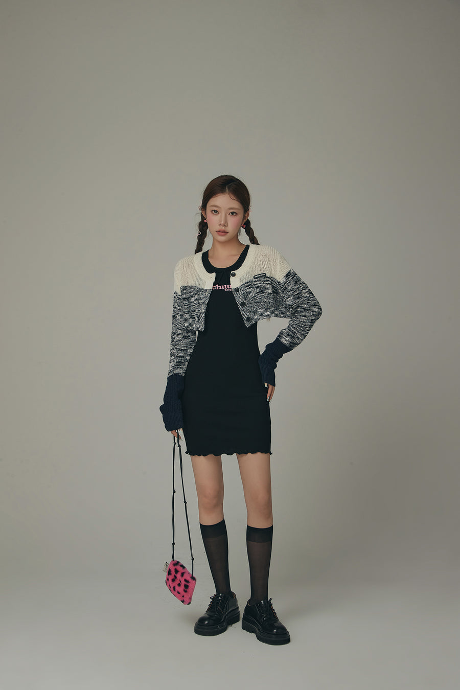 CHUU Frilly Hem Sleeveless Logo Mini Dress