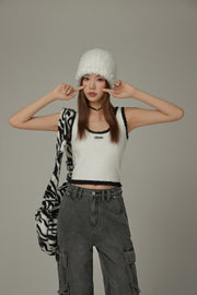 Fuzzy Line Color Scheme Sleeveless Top