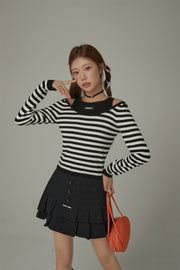 2-Layer Stripe Long Sleeves Top