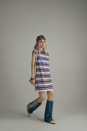 Striped Noe Center Logo Sleeveless T-Shirt Dress