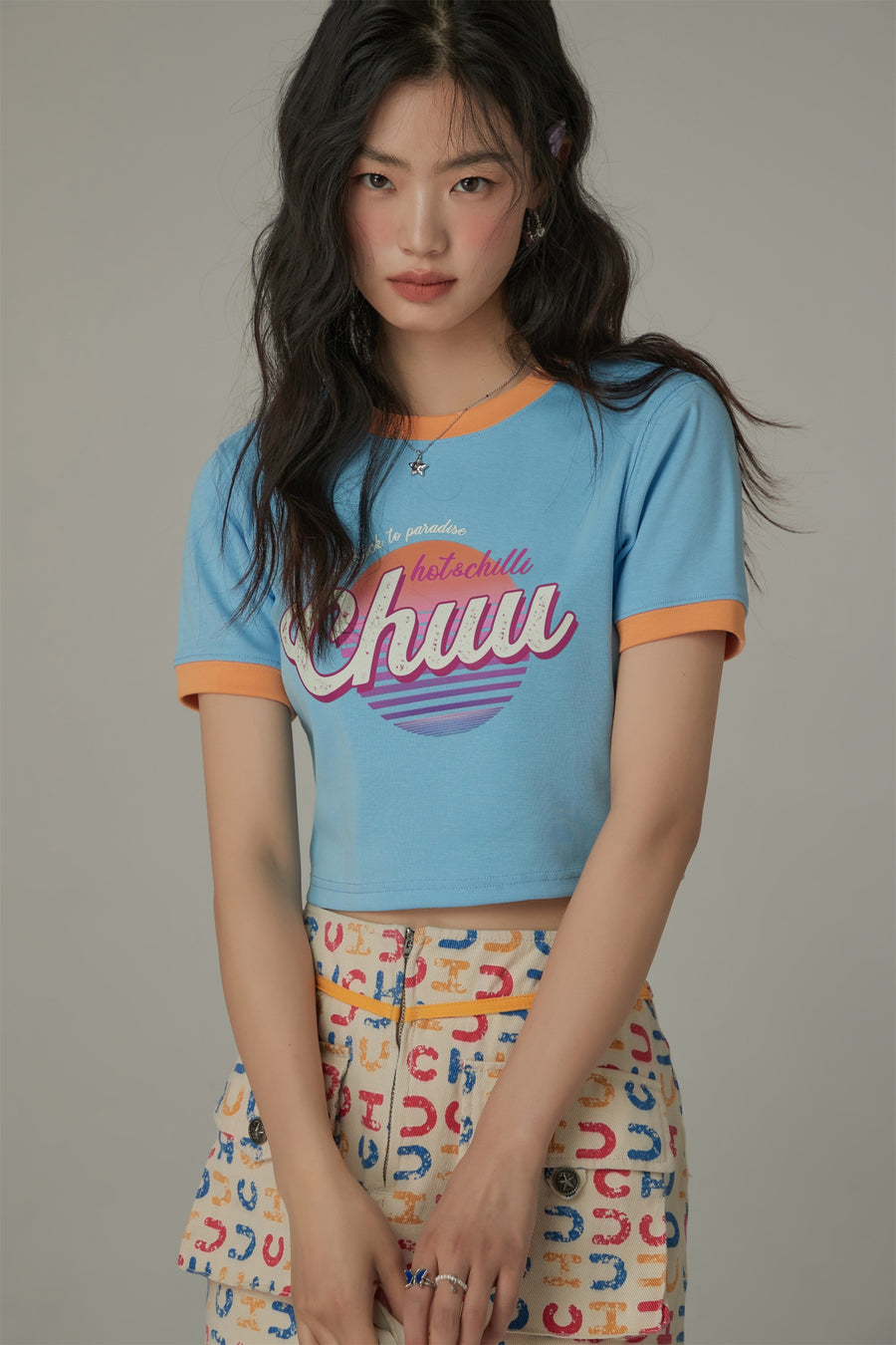 CHUU Color Combination Hot And Chill Line T-Shirt