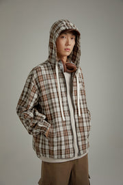 Checked Hooded String Shirt