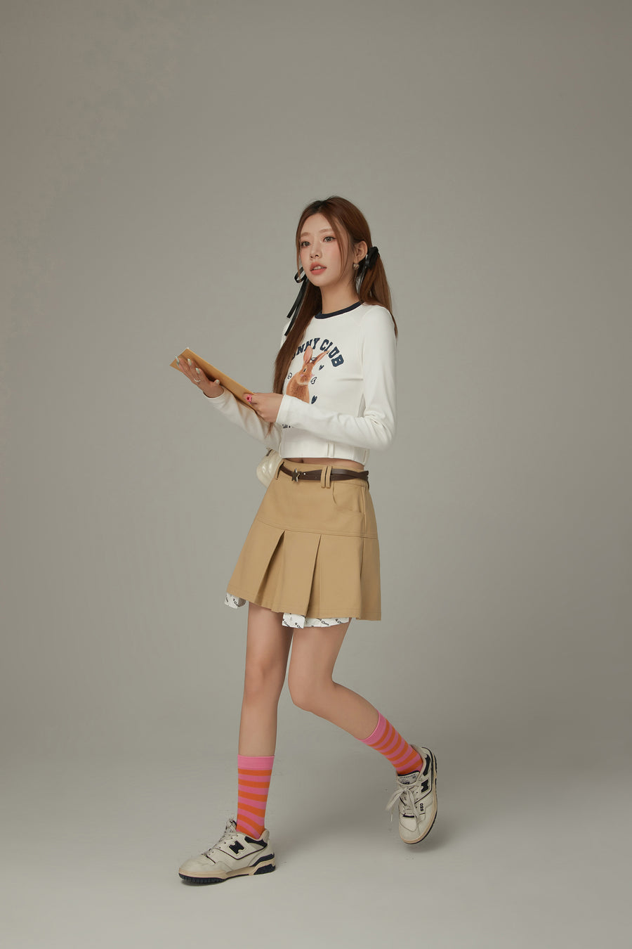 CHUU Pocket Lining Pleated Mini Skirt