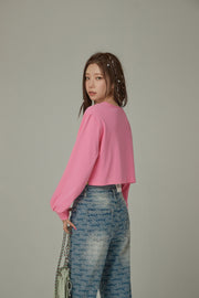 Color Matching Asymmetrical Layer Cropped T-Shirt