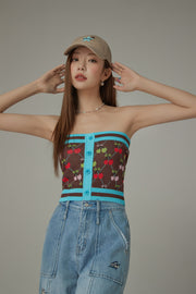 Cherry Argyle Colored Knit Tube Top