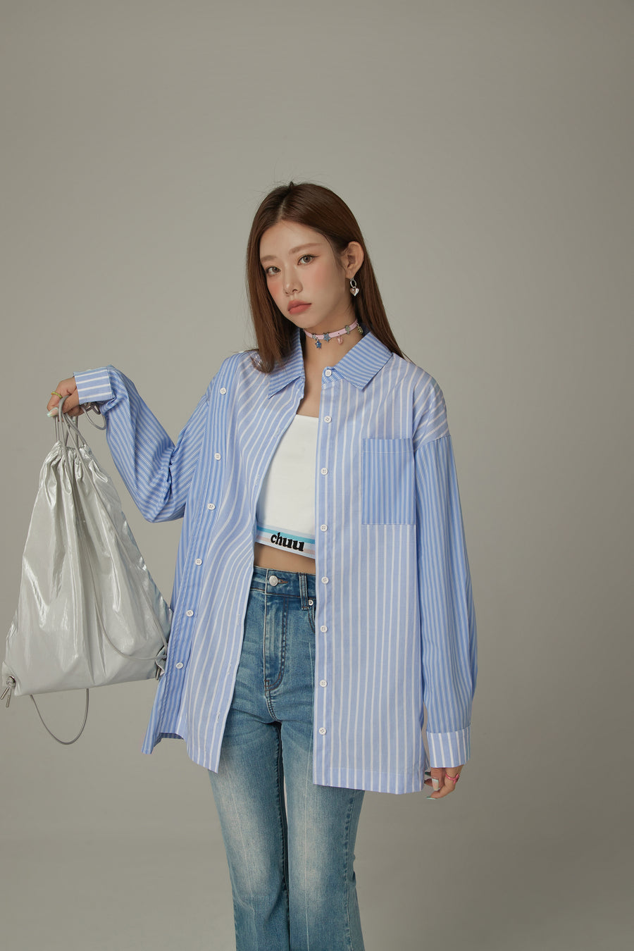 CHUU Striped Pocket Loosefit Shirt