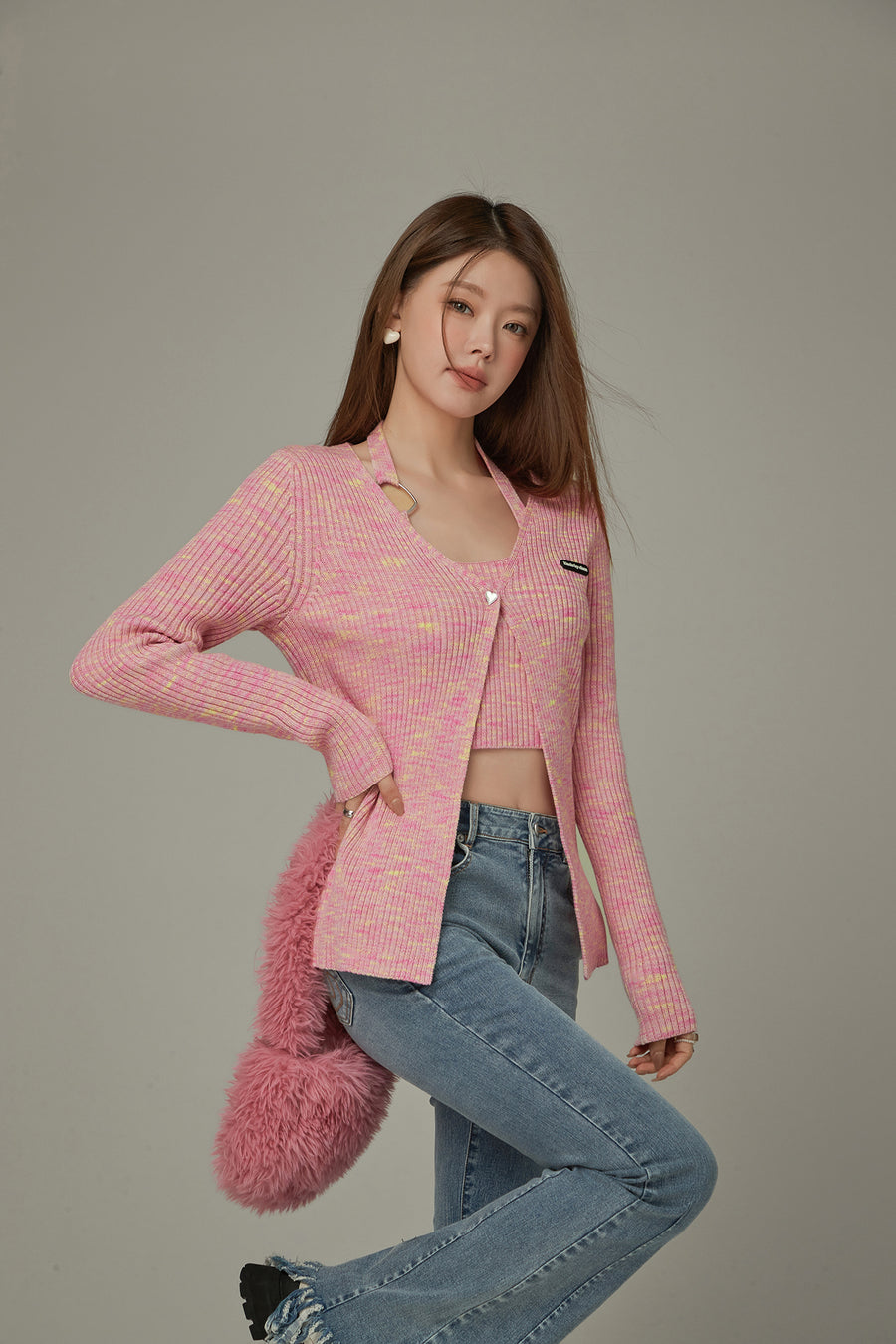 CHUU Heart Button Knit Cardigan