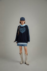 Heart Lettering Knit Sweatshirt