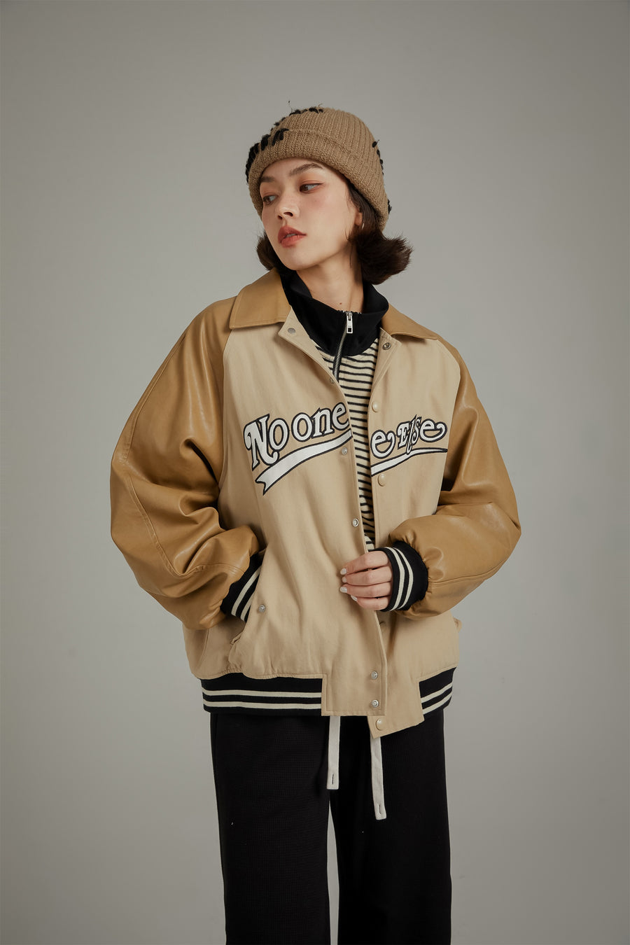 CHUU Logo Multi Color Varsity Leather Jacket