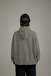 Striped Pocket Drawstring Hoodie