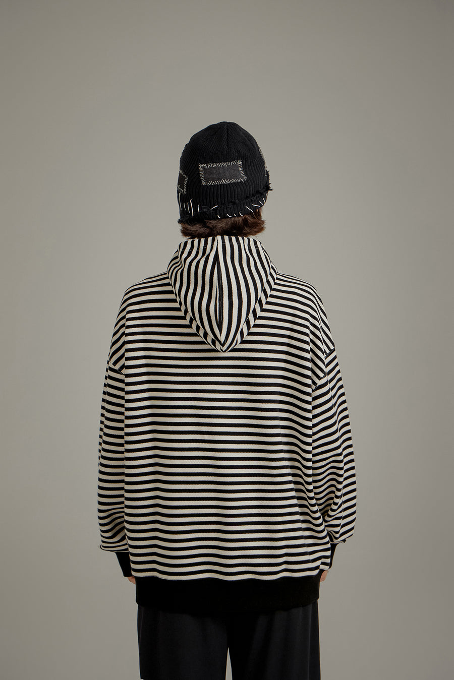 CHUU Striped Pocket Drawstring Hoodie