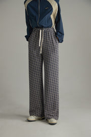 Letter Fully Printed Wide Leg Casual Pants