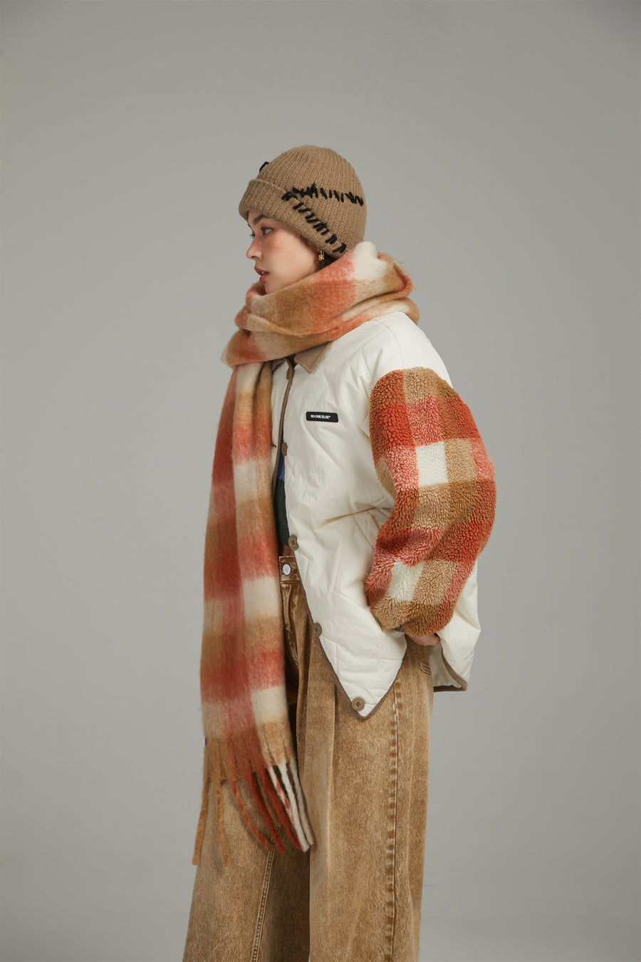 CHUU Fringe Check Muffler