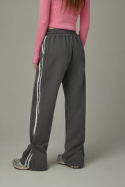 Elastic Waist Wide Sporty Pants