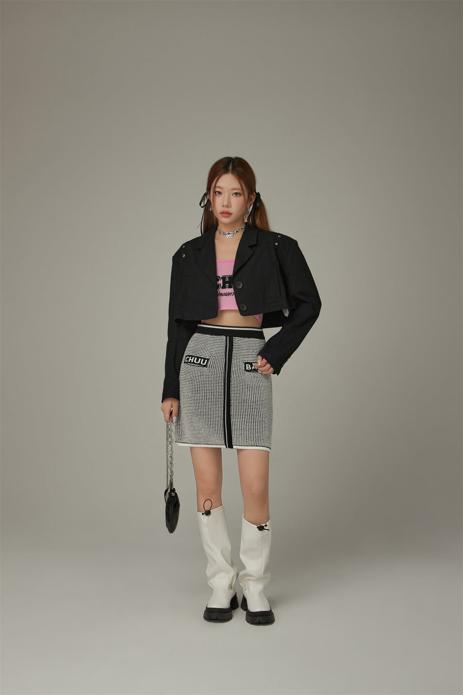 CHUU Logo Jacquard Knit Skirt