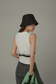 Knit Colorblock Open Collar Sleeveless Vest