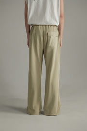 Banded Wide-Leg Slacks