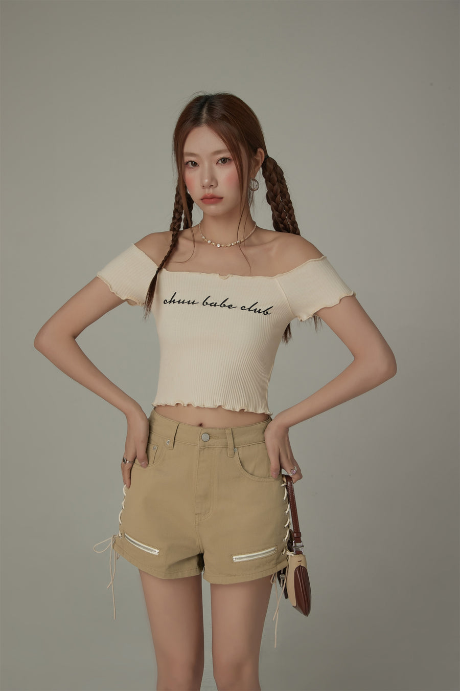 CHUU Chuu Babe Club Ruffled Off-The-Shoulder T-Shirt