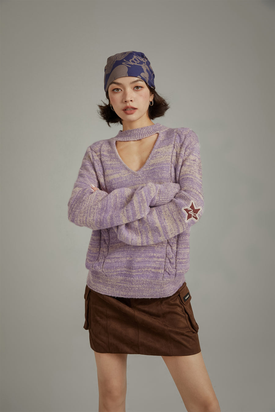 CHUU Front Cutout Loose Fit Knit Sweater