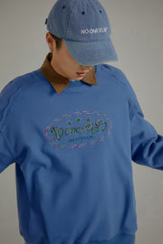 Color Embroidery Waffle Logo Sweatshirt