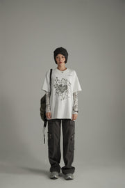 Vintage Heart Print Loose Fit T-Shirt